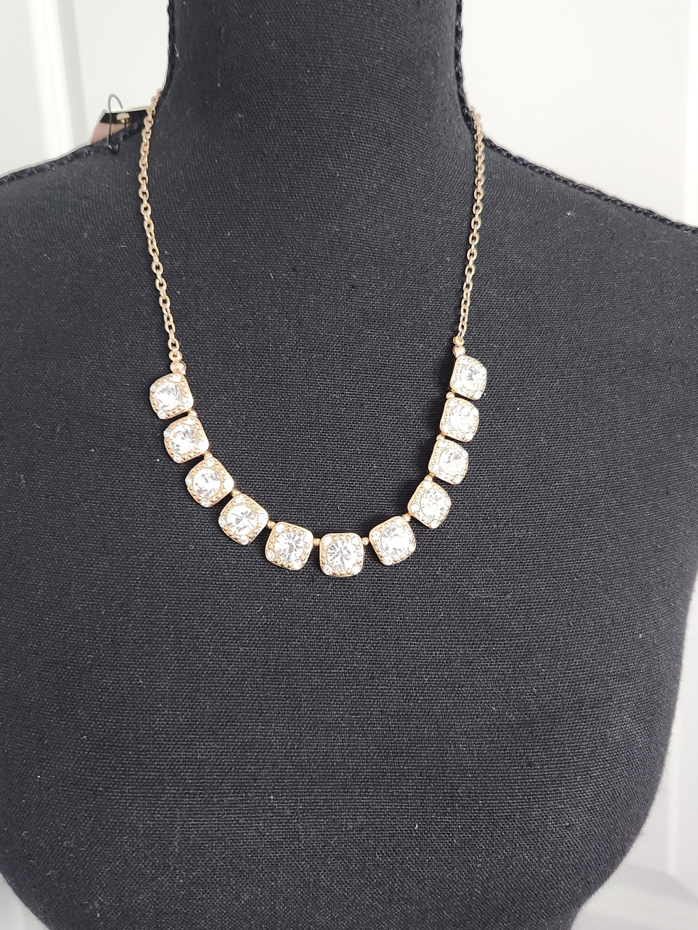Gold-Tone Crystal Statement Necklace - Elegant Sparkle